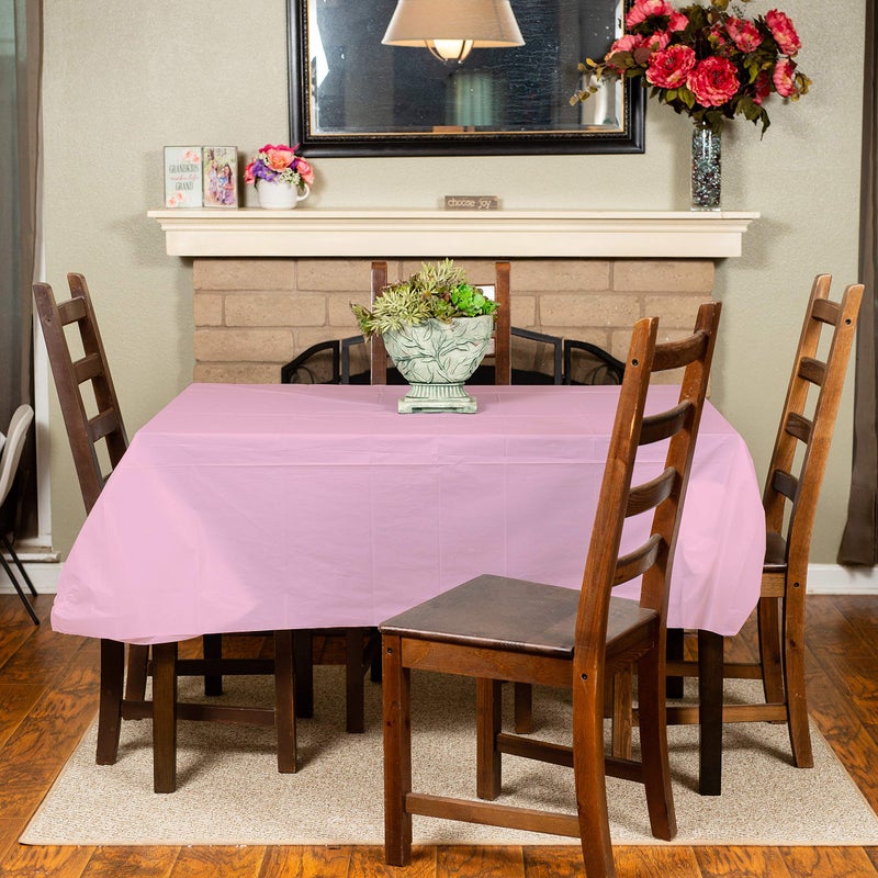 Eleclassi Pink 6 Pack Premium Disposable Plastic Tablecloth 54 x 108 in - Plastic Table Cloth Disposable for Rectangle Table up to 8 Feet - Pink Rectangle Tablecloth - Image 4